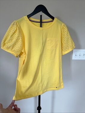 Tommy Hilfiger Yellow Eyelet Sleeve Tee